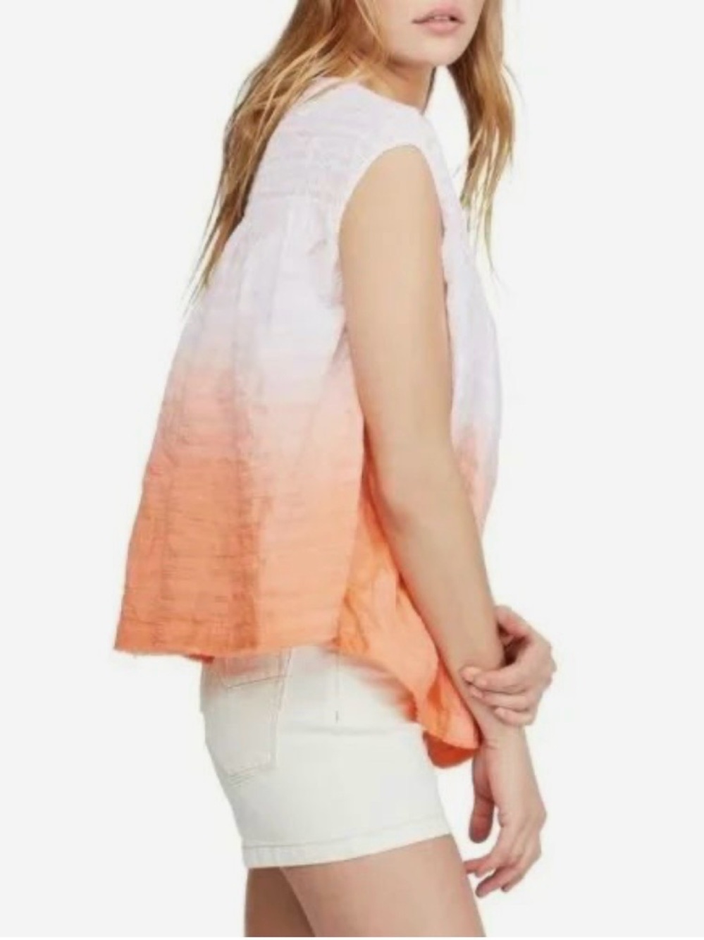 We The Free White-to-Peach Ombre Sleeveless Peplum Camisole